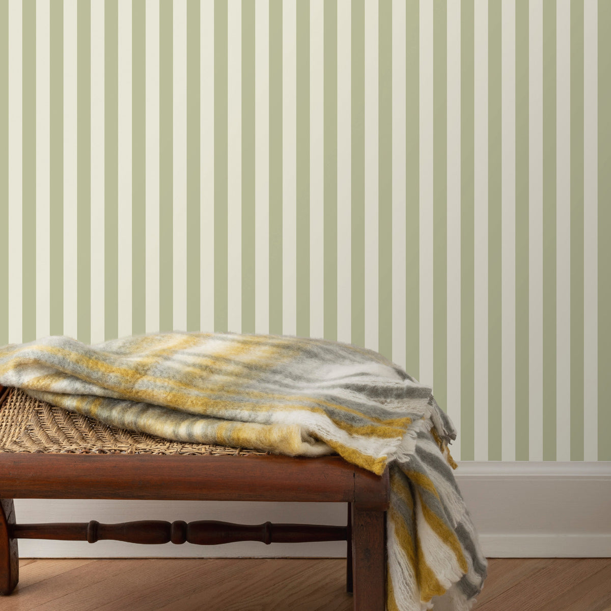 Image of Classic Stripe in Pistachio Wallpaper