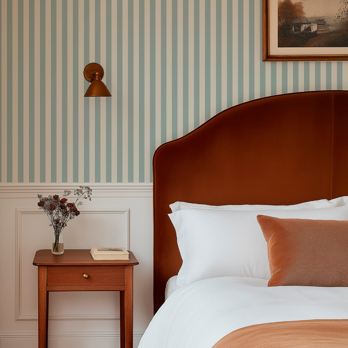 Image of Classic Stripe in Seafoam Wallpaper