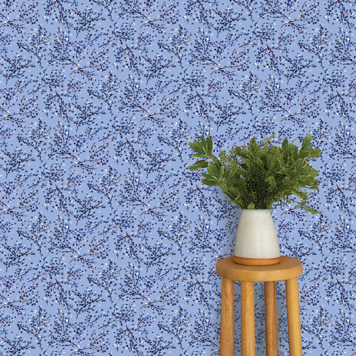 Image of Berry Seaweed in Blue Wallpaper