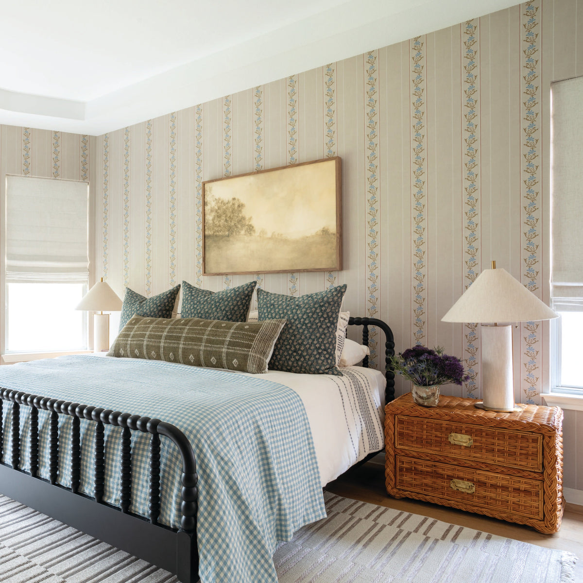 Image of Posey Stripe in Linen Wallpaper