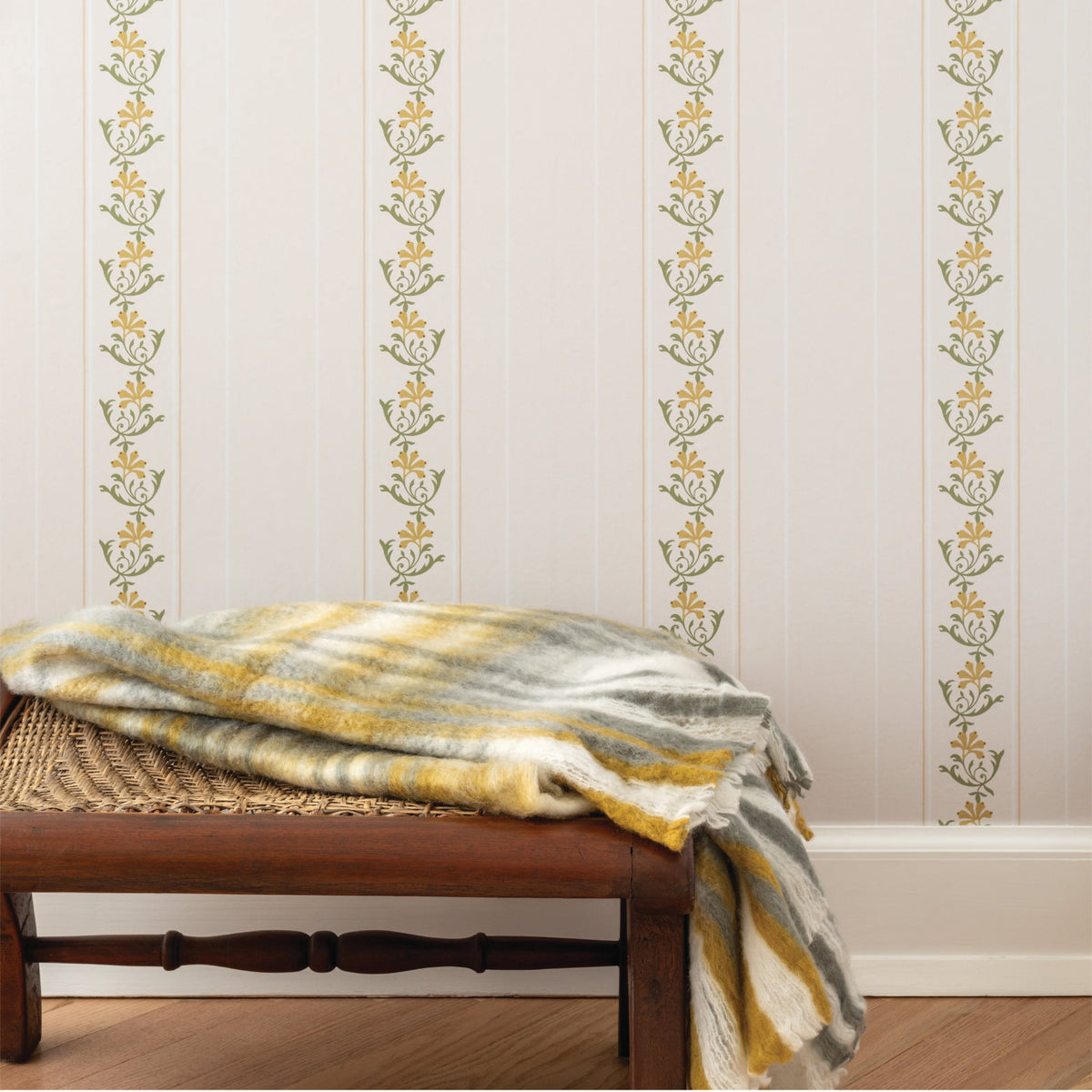 Image of Posey Stripe in Marigold Wallpaper