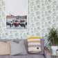 Image of Tree Toile in Green Wallpaper