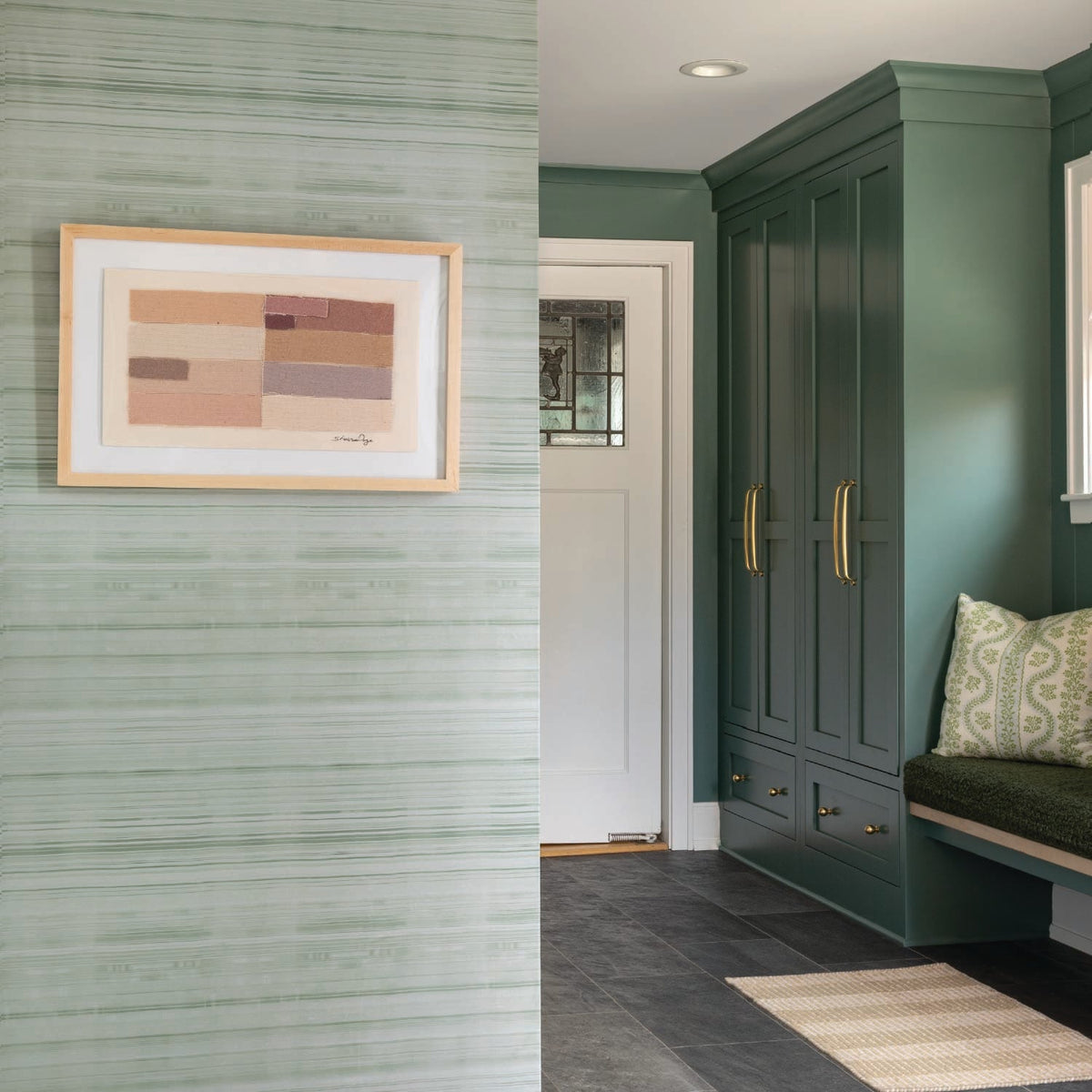 Image of Umi Stripe in Light Green Wallpaper