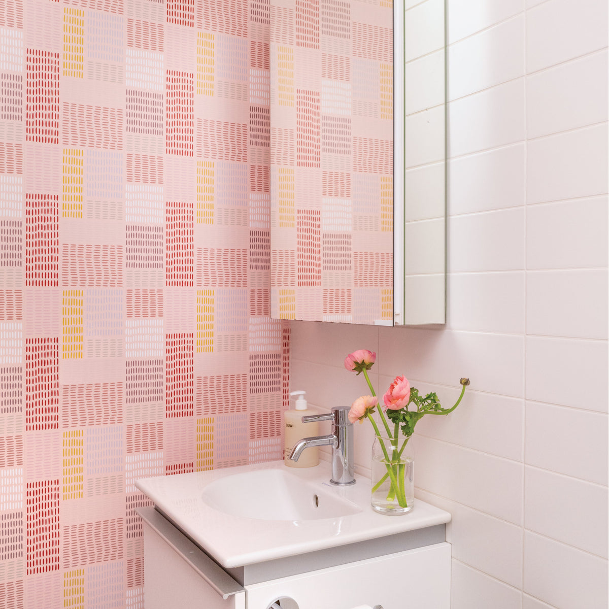 Image of In Petite Stitches in Pink Wallpaper