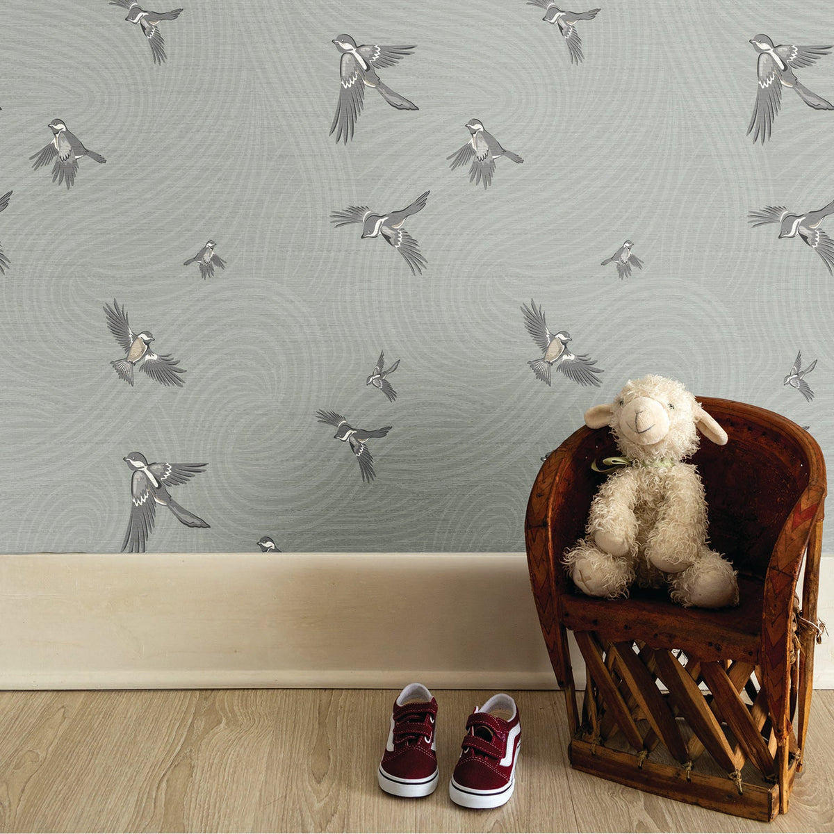 Chickadee Birds in Sky wallpaper.