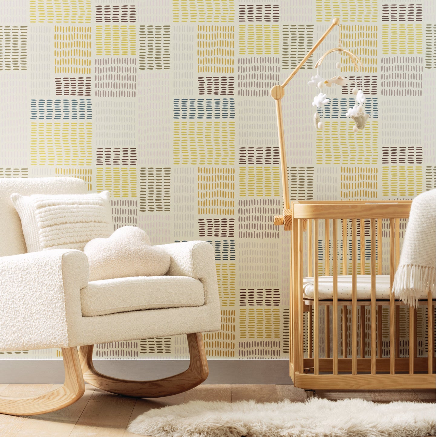 Image of In Stitches in Green Wallpaper