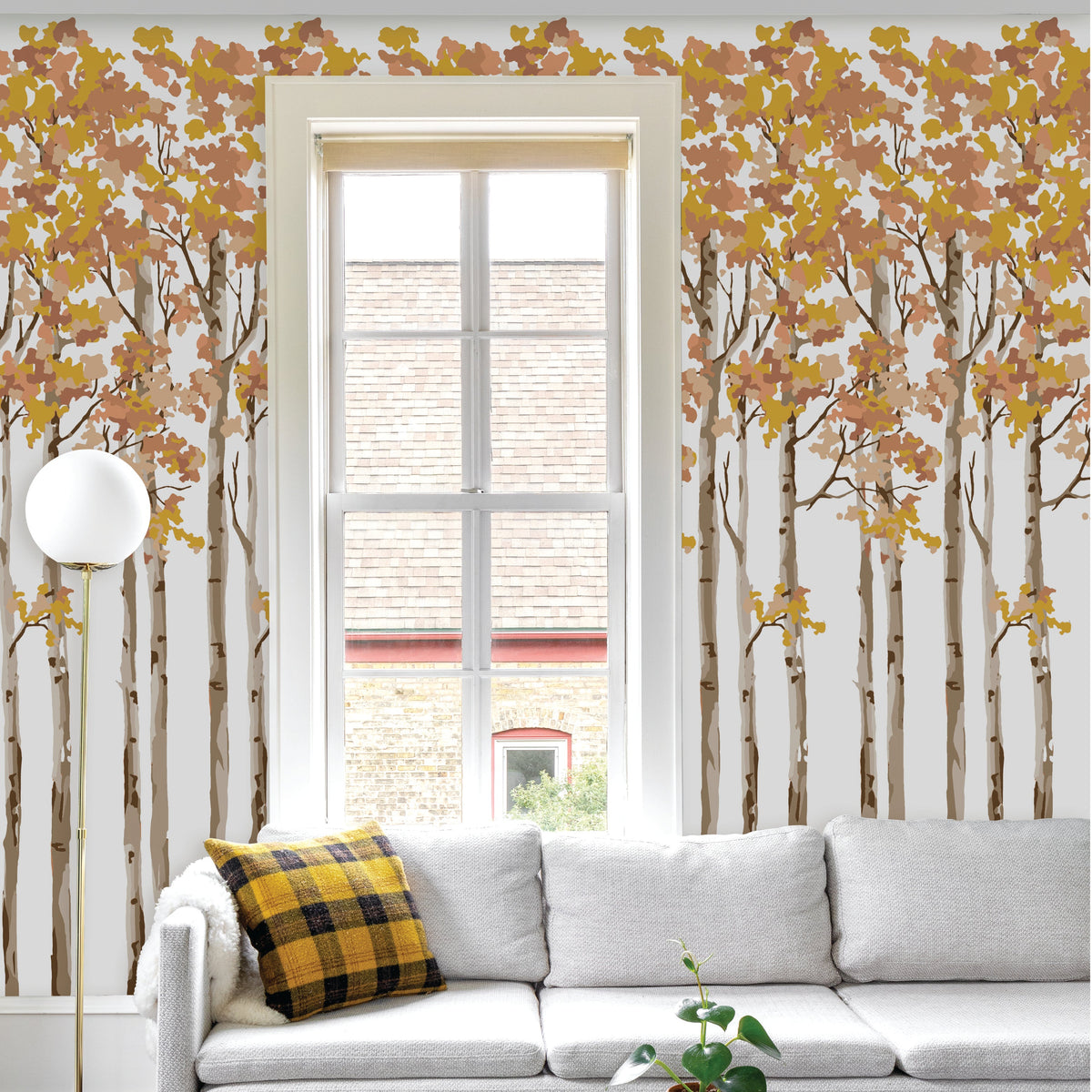 Image of Birch Tree in Gold Wallpaper
