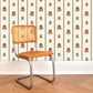 Image of Fan Floral Stripe in Burnt Orange Wallpaper