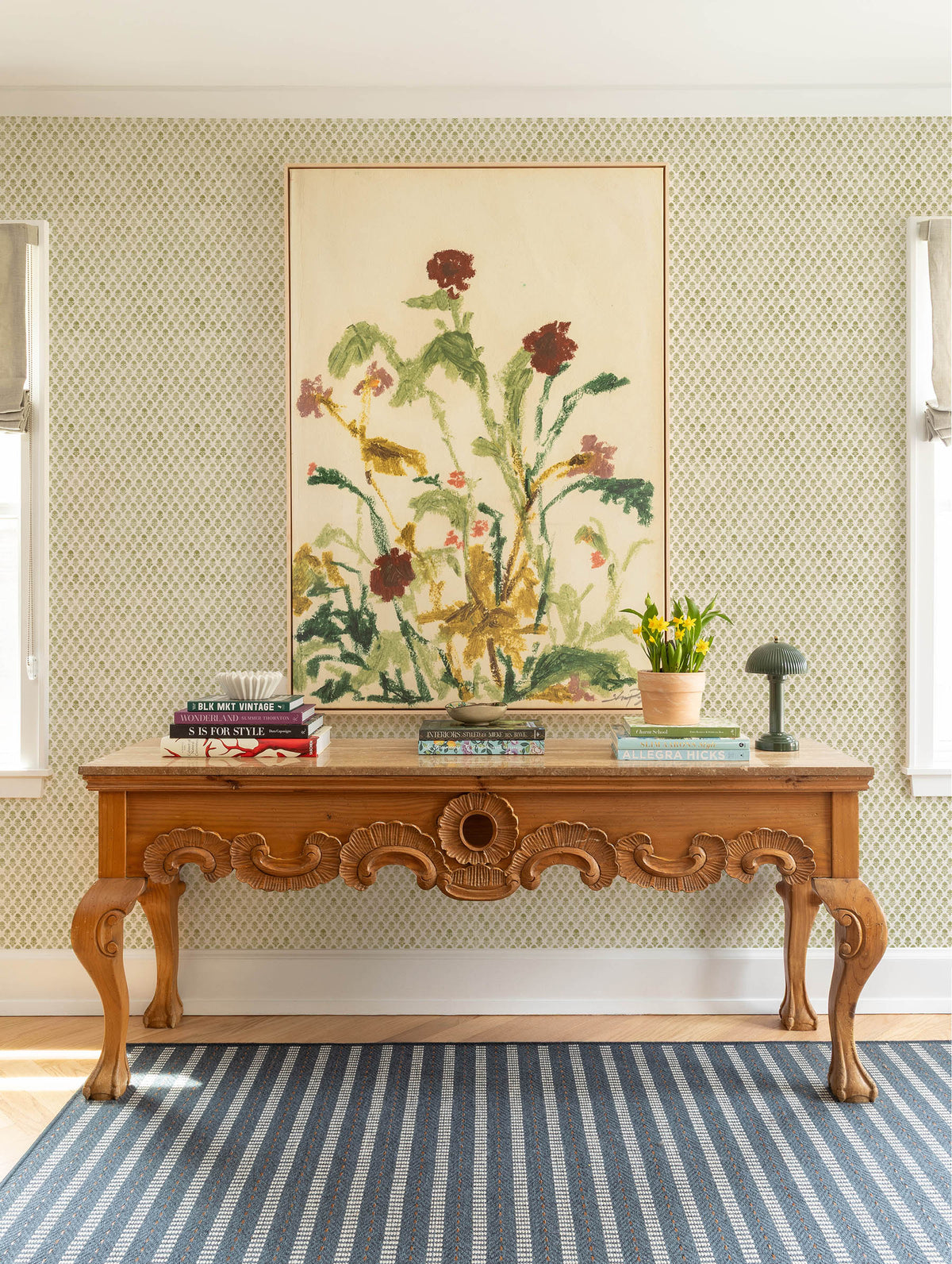Room with wallpaper and art print