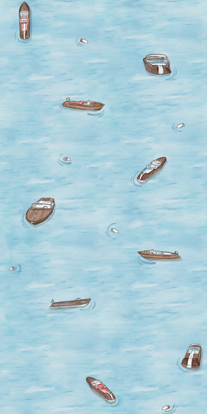 Image of Boats In The water in Blue Wallpaper