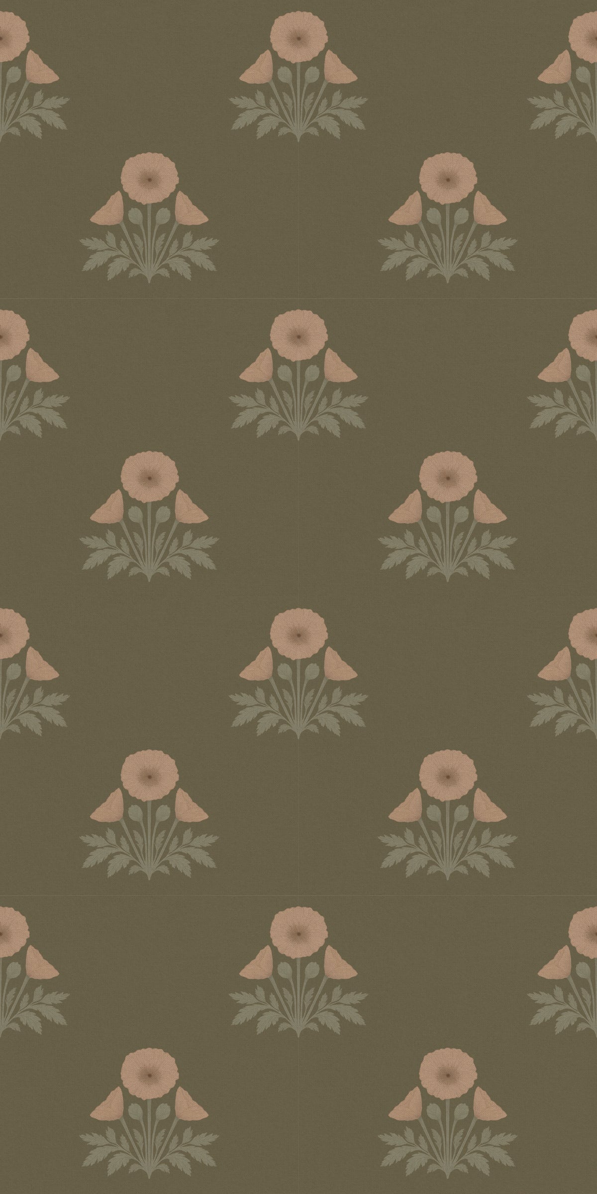 Blooming Poppies Wallpaper in Green/Blush