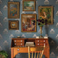 Blooming Poppies Wallpaper in Blue/Cream