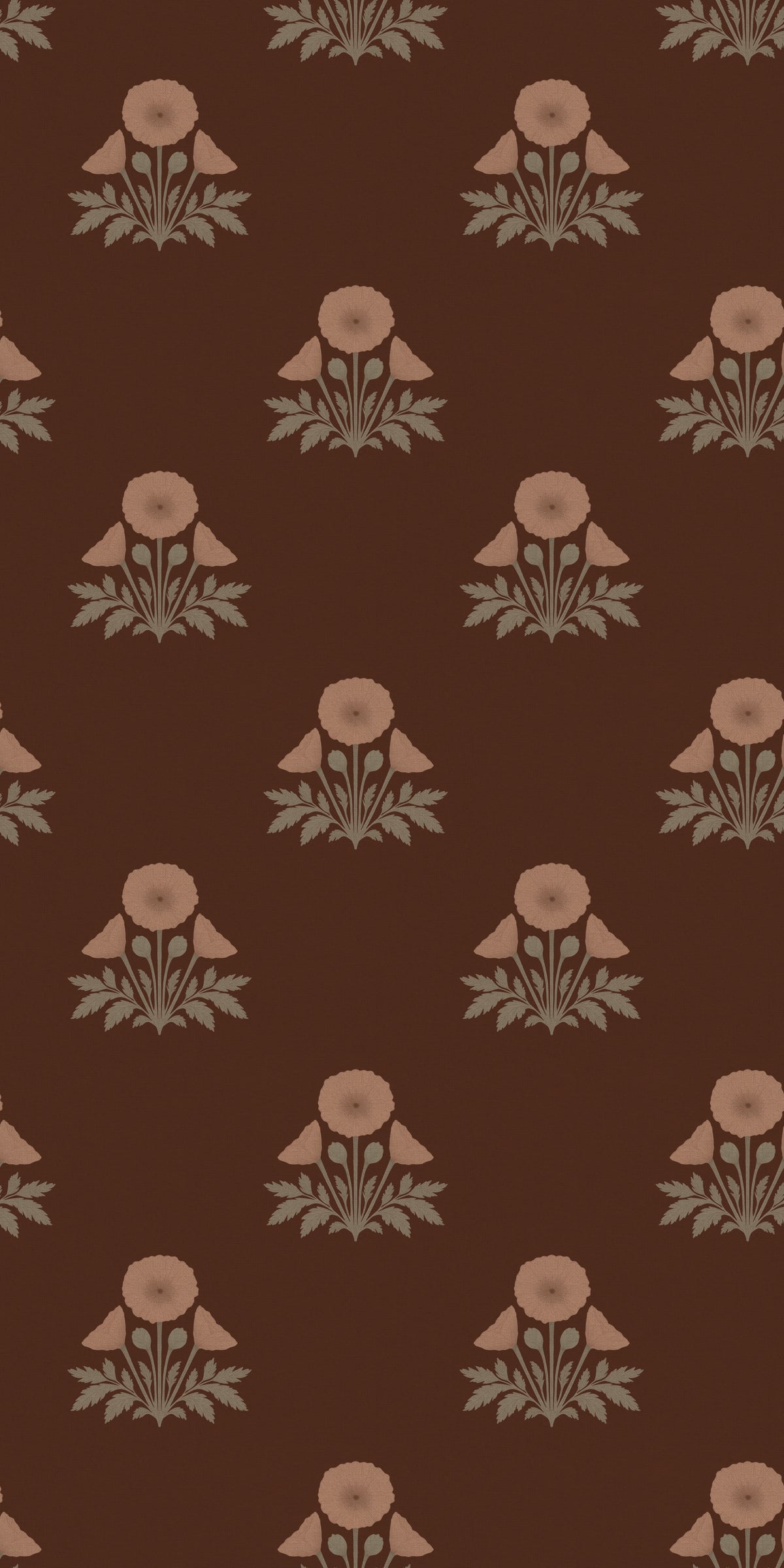 Blooming Poppies Wallpaper in Maroon/Blush