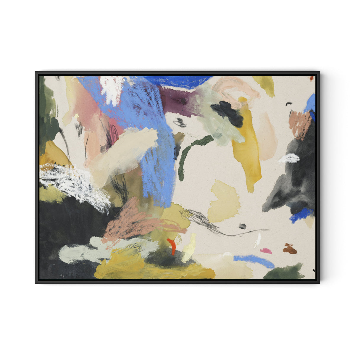 Sunny Side of the Street Canvas Floater Framed / 32 x 24 in / Black