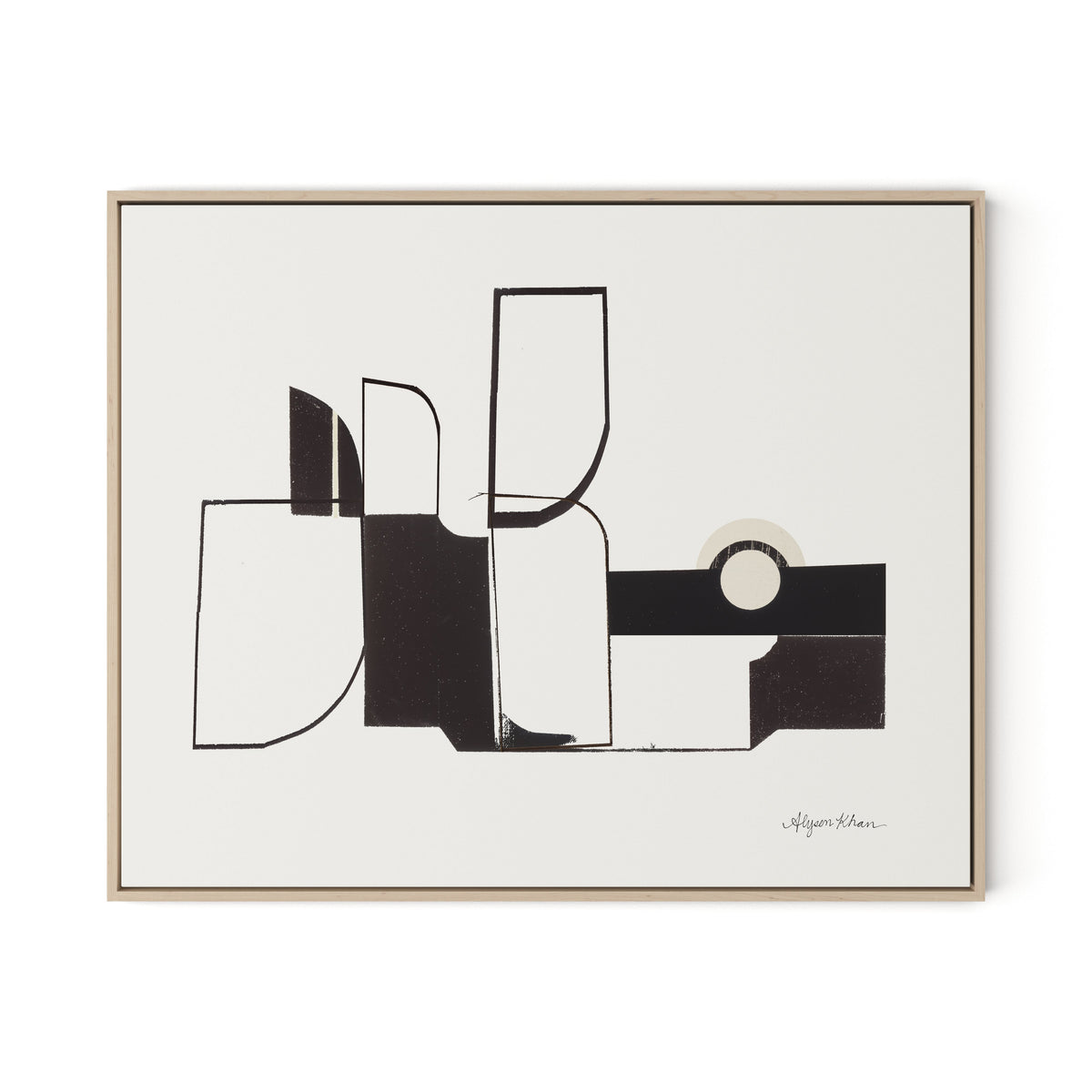 Curves Corners Canvas Floater Framed / 32 x 26 in / Natural Maple