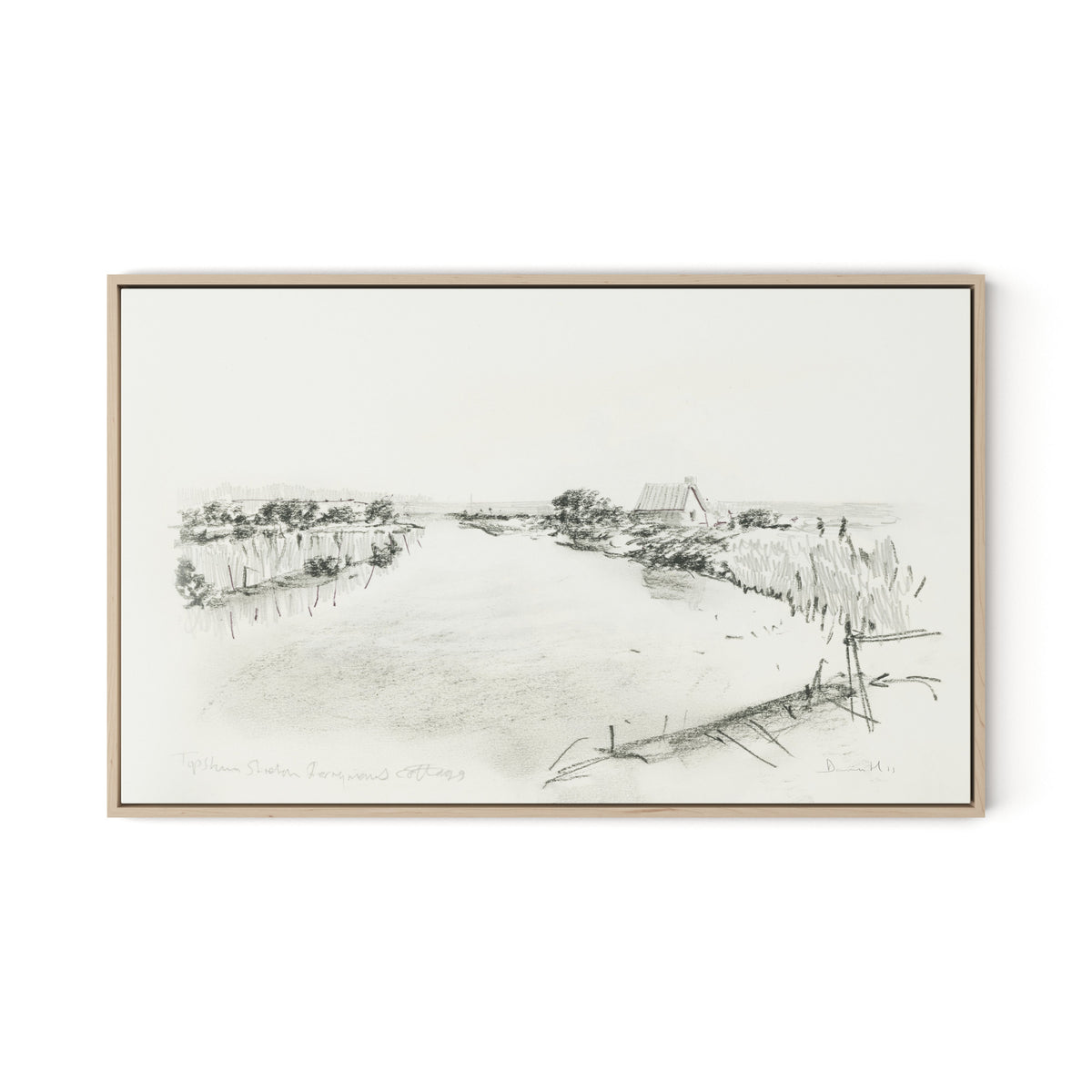 Fisherman's Cottage Canvas Floater Framed / 32 x 20 in / Natural Maple