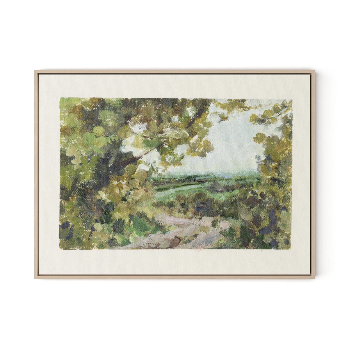 Summer Passage with border Canvas Floater Framed / 32 x 24 in / Natural Maple