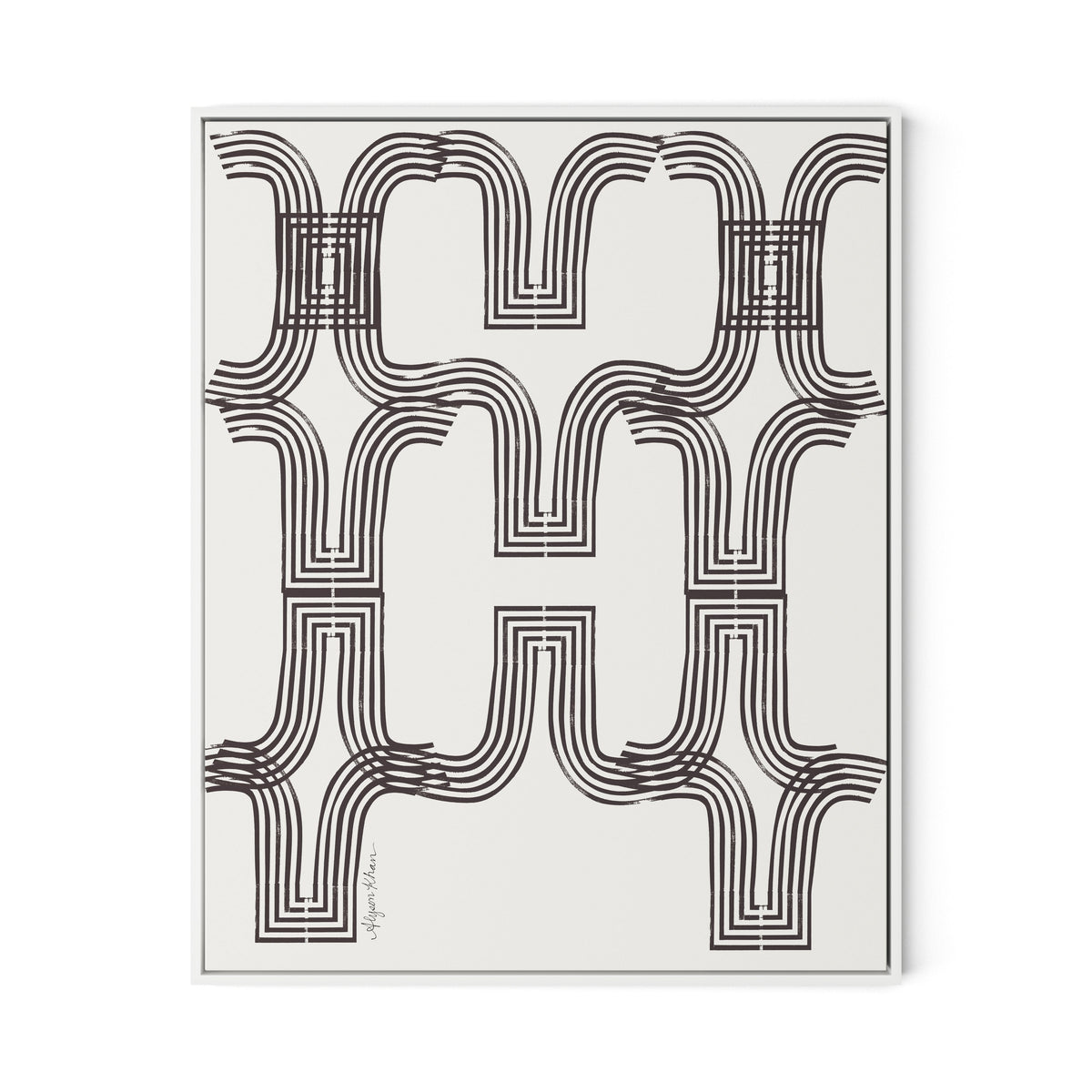Arcs (Chocolate) Canvas Floater Framed / 26 x 32 in / White