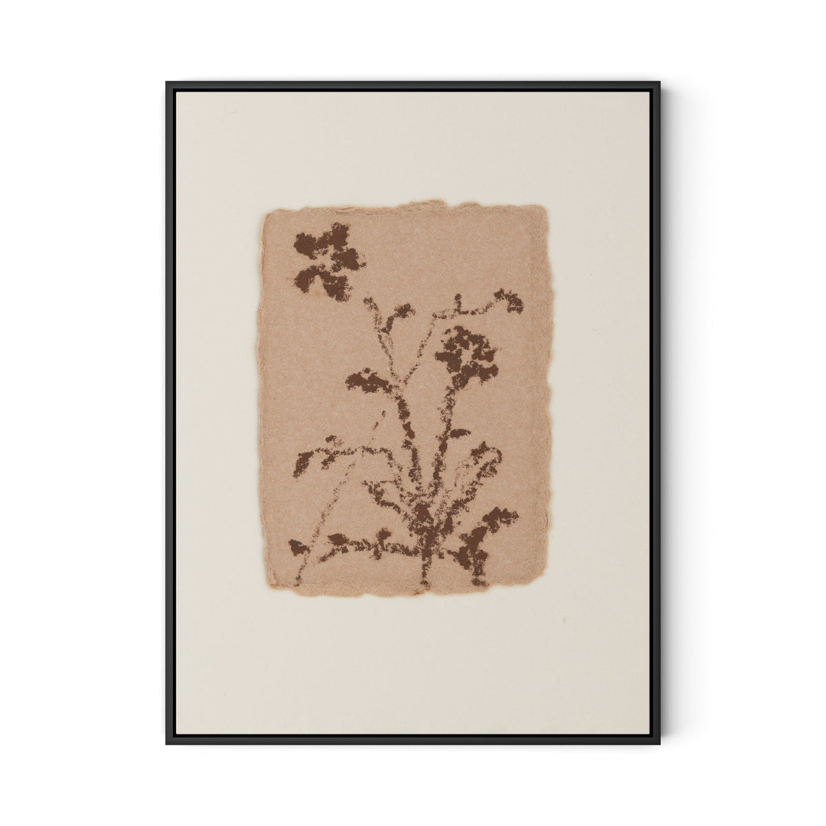 Petal and Water Green Abstract Canvas Floater Framed / 24 x 32 in / Black