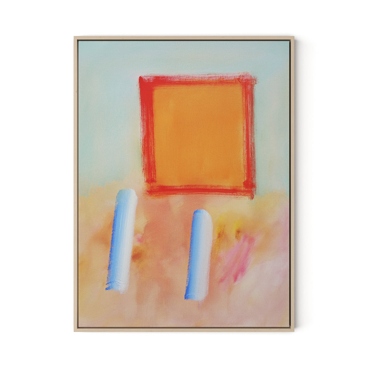 Figures in a Souk B Canvas Floater Framed / 24 x 32 in / Natural Maple