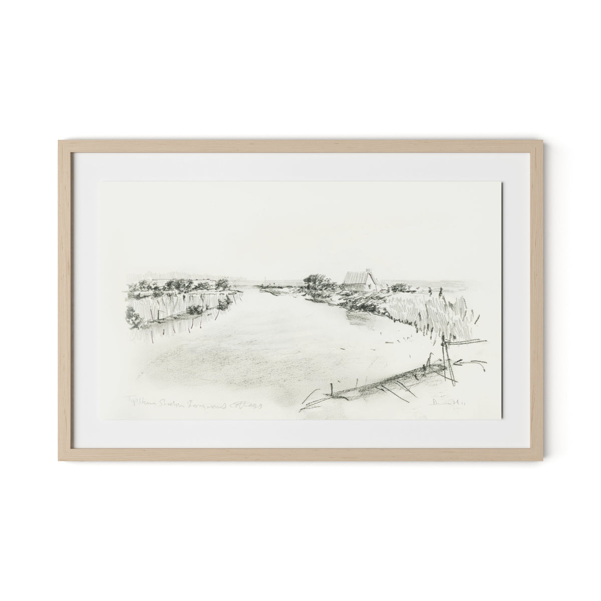 Fisherman's Cottage Framed Paper / 32 x 21 in / Natural Maple