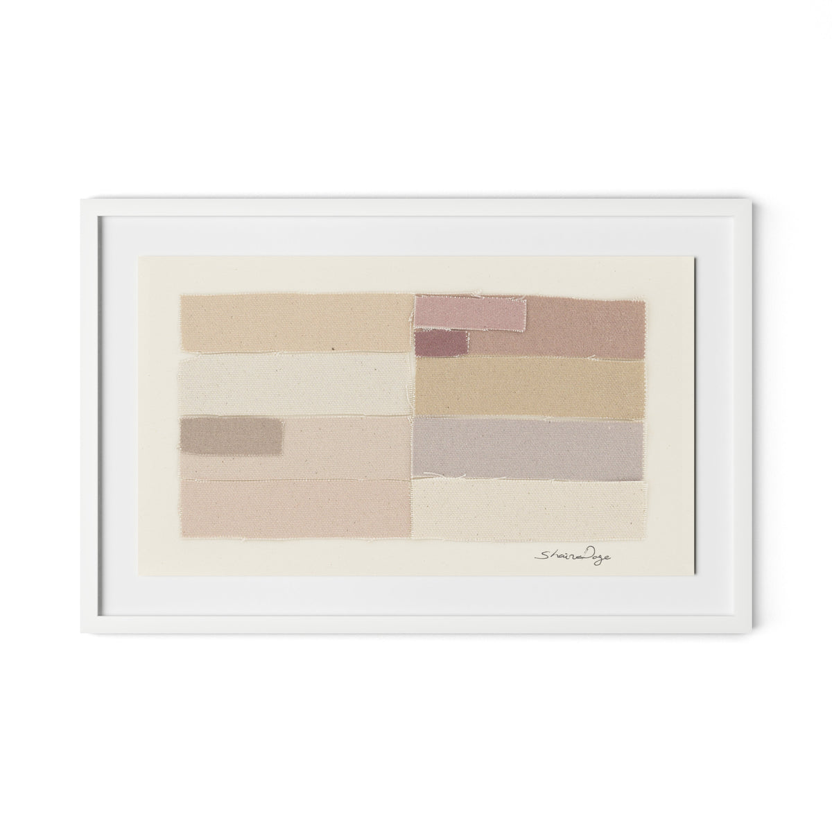Stacked Neutrals Framed Paper / 32 x 20.5 in / White