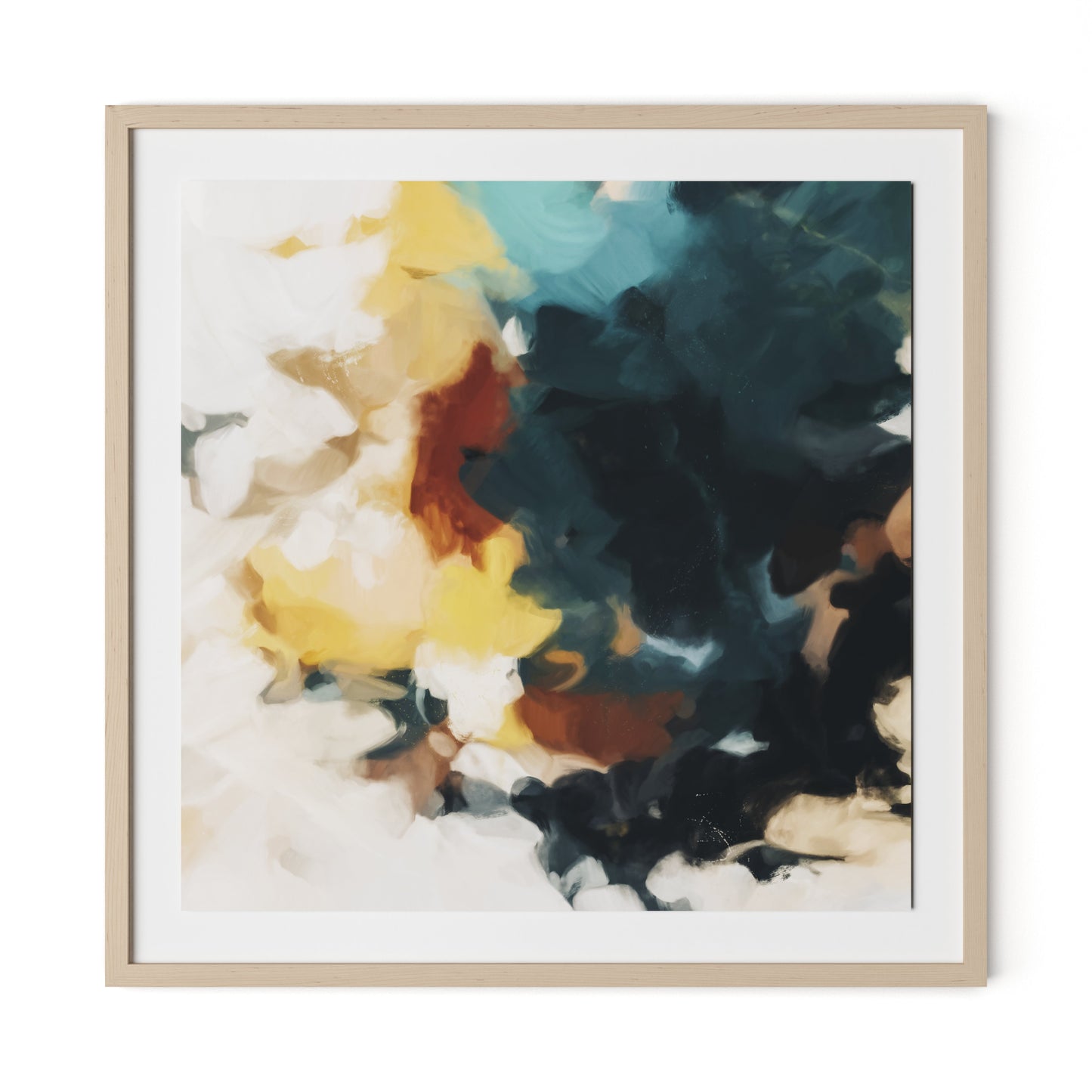 Geo Framed Paper / 32 x 32 in / Natural Maple