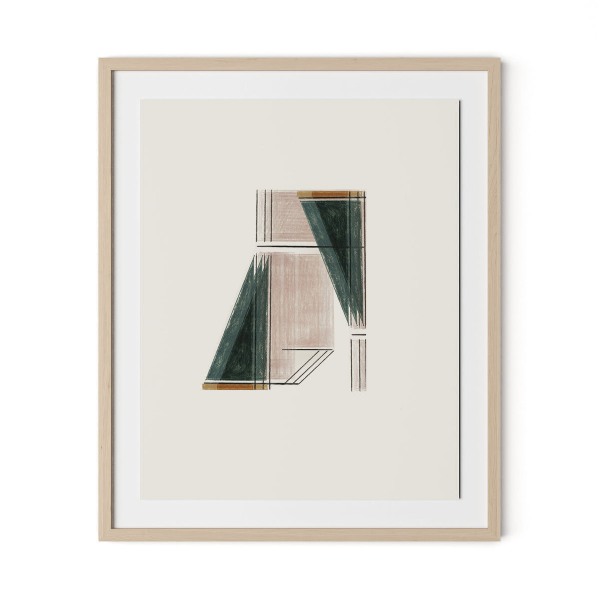 Structure 3 Framed Paper / 26.5 x 32 in / Natural Maple