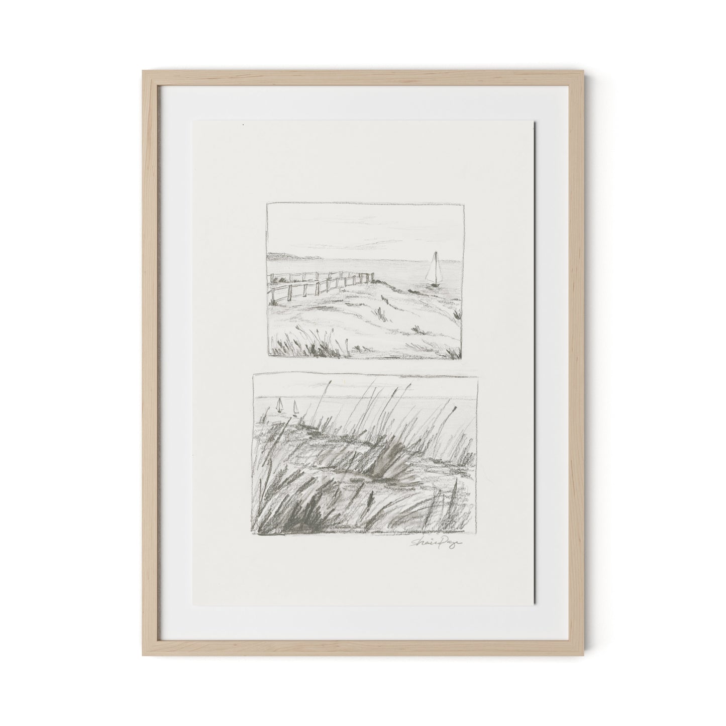 Setting Sail Framed Paper / 24 x 32 in / Natural Maple