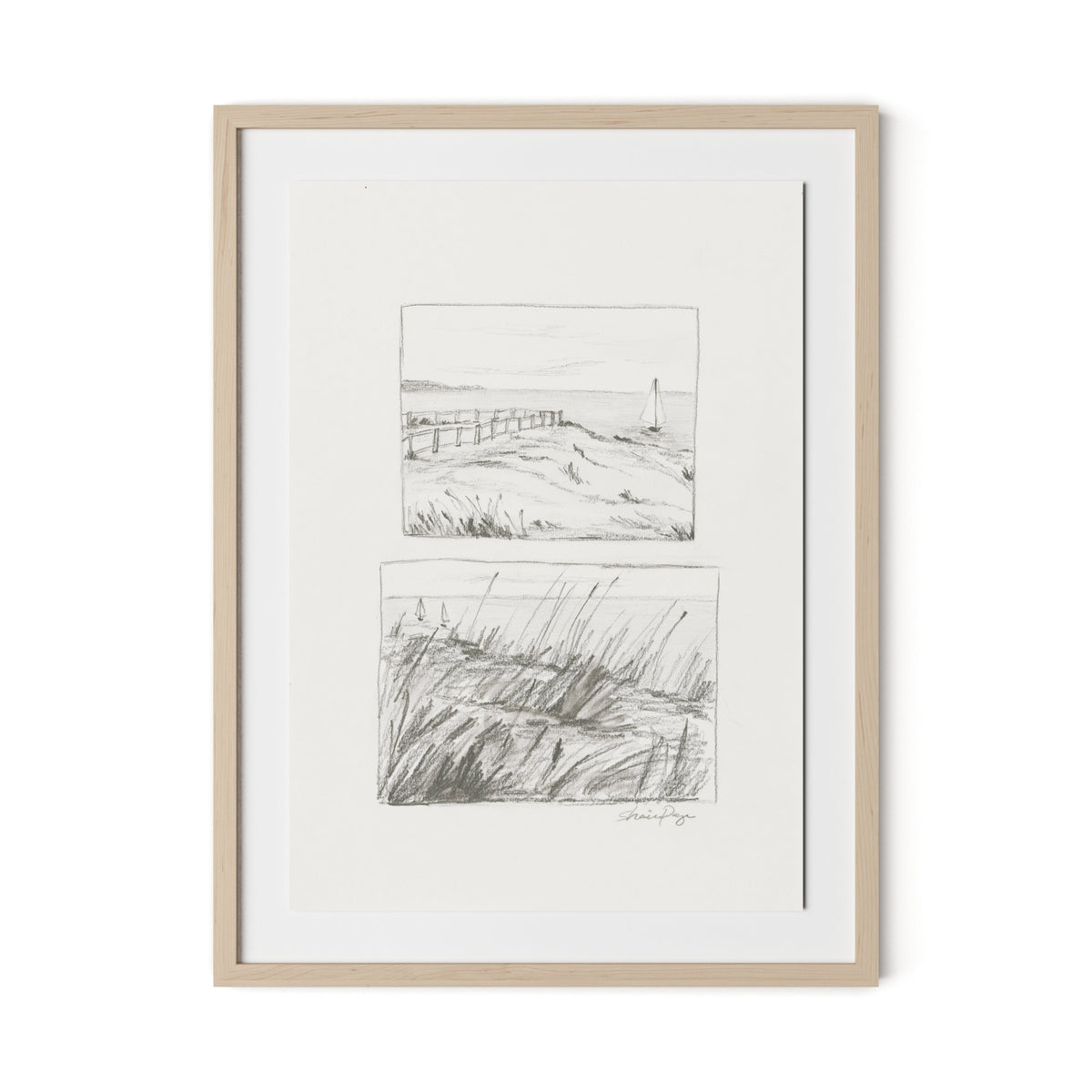 Setting Sail Framed Paper / 24 x 32 in / Natural Maple