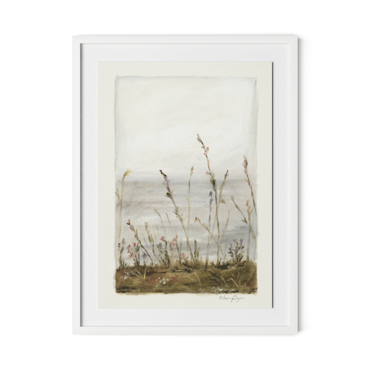 Lakeside Florets Framed Paper / 24 x 32 in / White