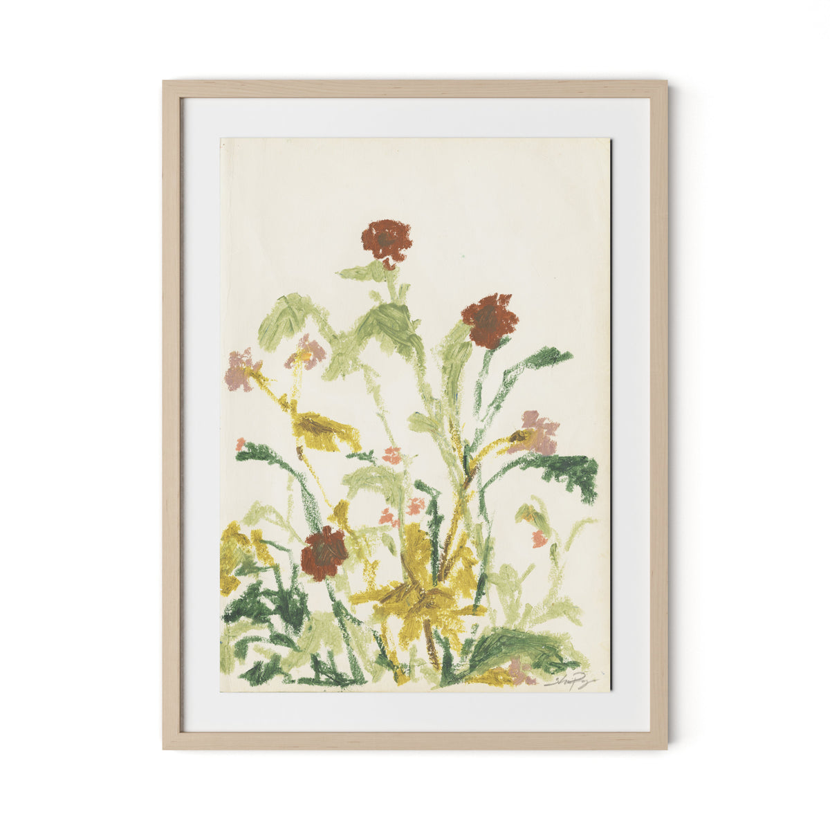 Meadow Rue 2 Framed Paper / 24 x 32 in / Natural Maple