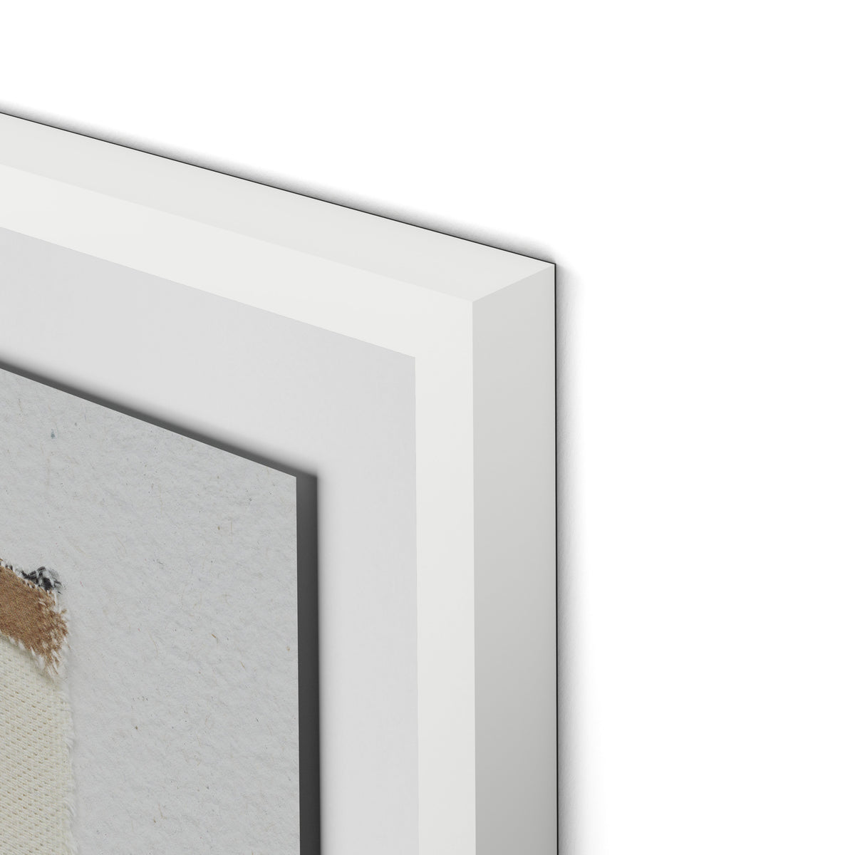 Fabric Collage III Framed Paper / 28 x 32 in / White