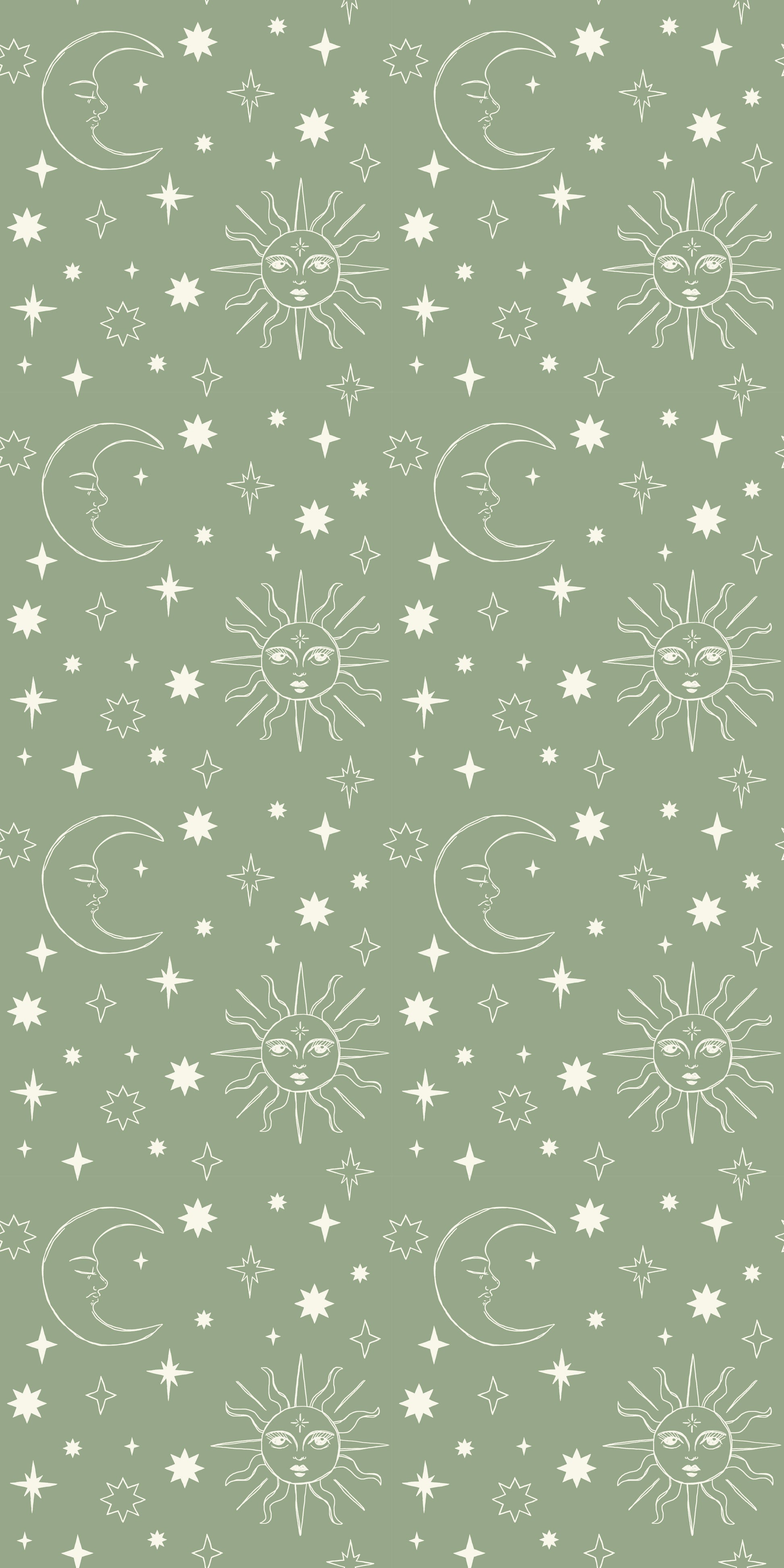 Image of Celestial Skies in Sage Wallpaper
