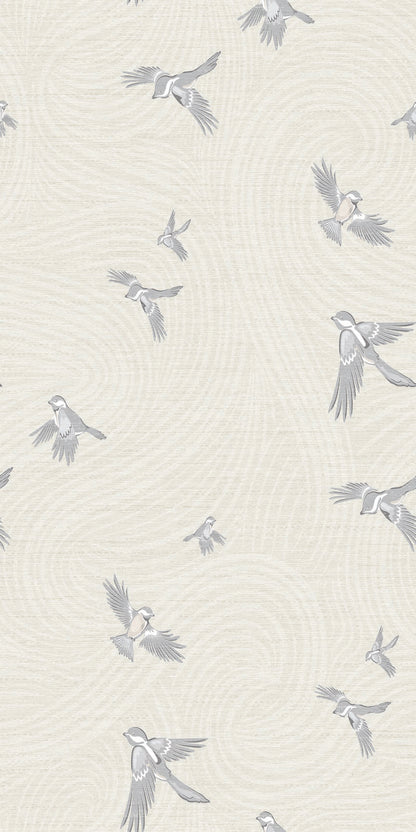 Image of Chickadee Birds in Light Tan Wallpaper