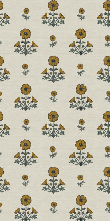 Image of Cosmo Block Print in Mustard/Light Tan Wallpaper
