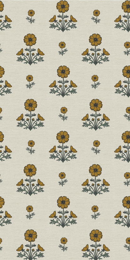 Image of Cosmo Block Print in Mustard/Light Tan Wallpaper