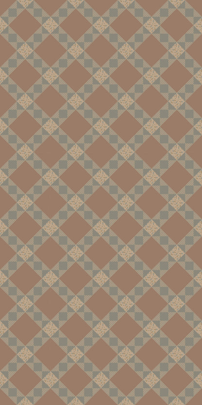 Country Quilt Wallpaper in Brown/Blue