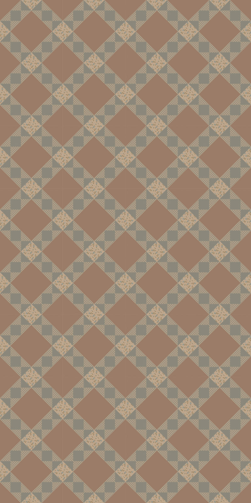 Country Quilt in Brown/Blue color