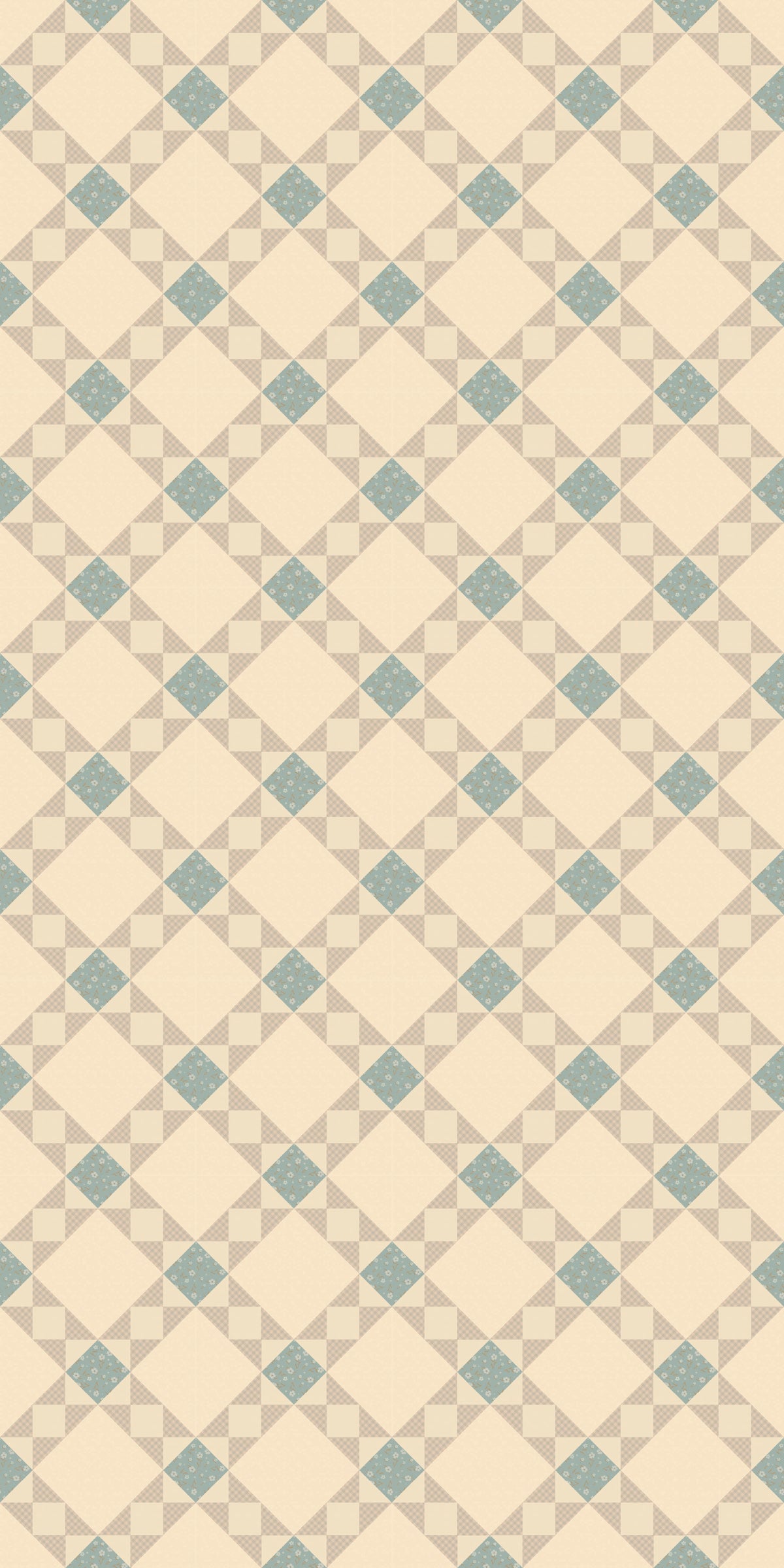 Country Quilt Wallpaper in Tan/Blue