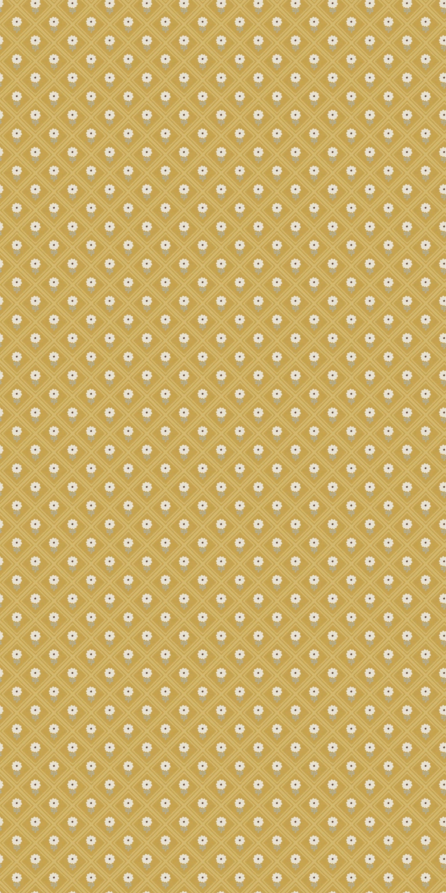 Image of Dahlia in Mustard/Cream Wallpaper