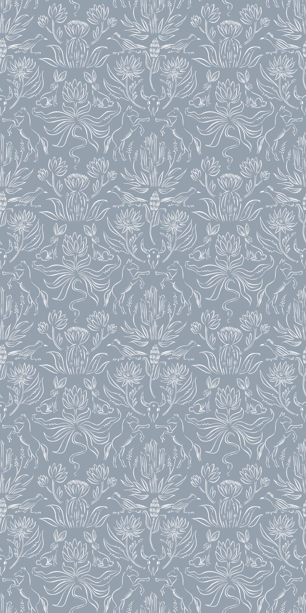 Image of Desert Critters in Blue Grey Wallpaper
