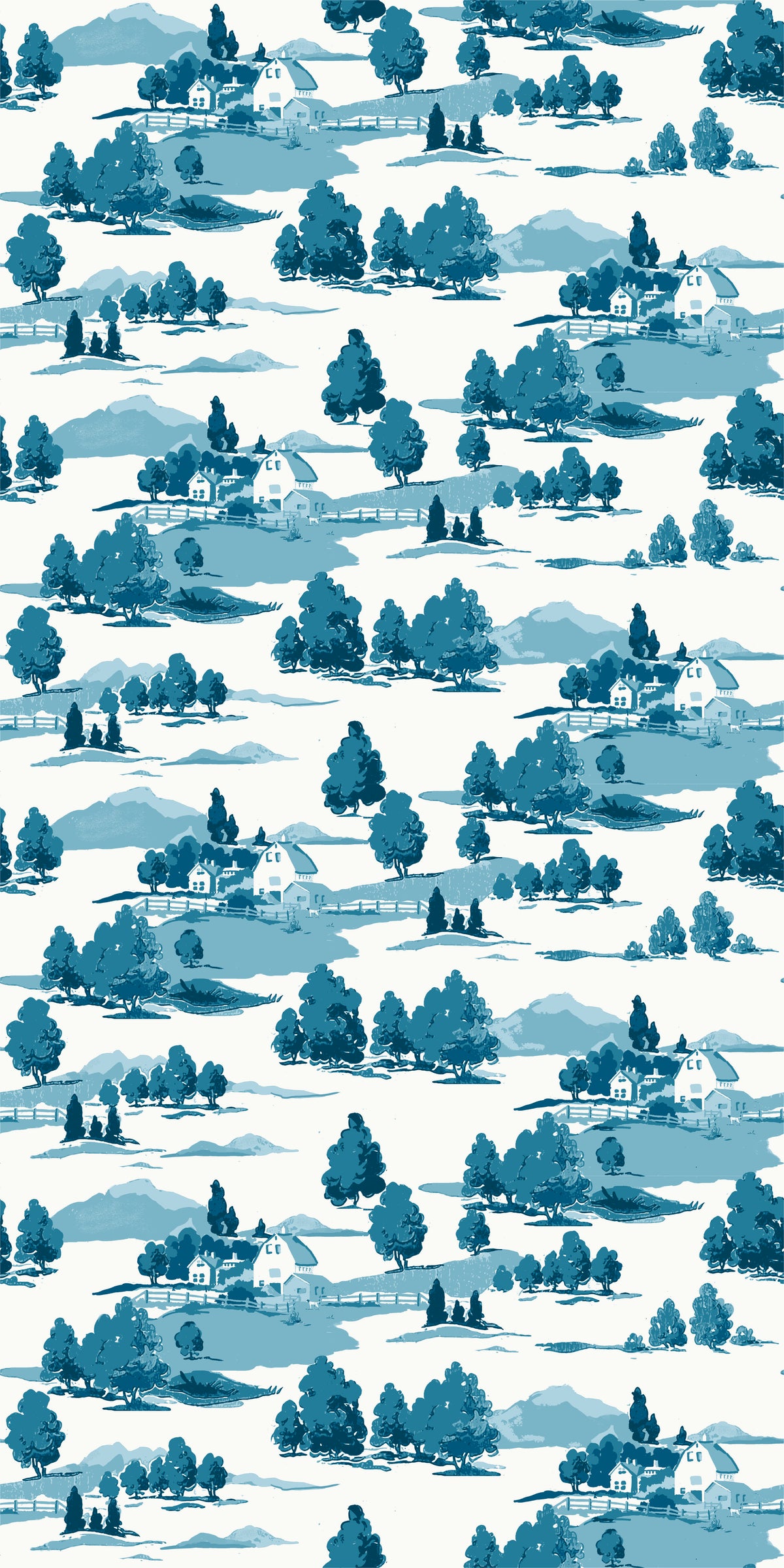 Image of Farm Toile in Denim Wallpaper