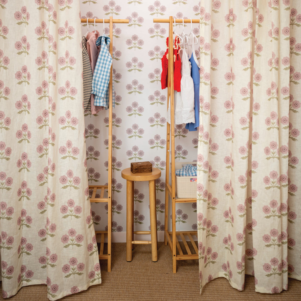 Field Floral Sheer Fabric in Mulberry
