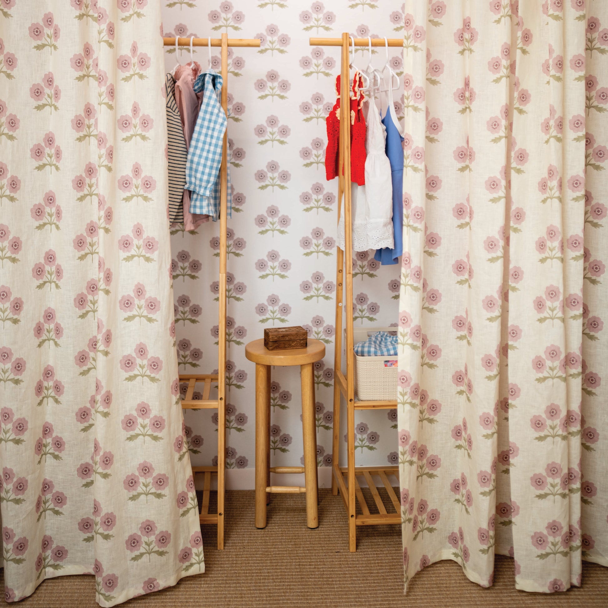Field Floral Sheer Fabric in Mulberry