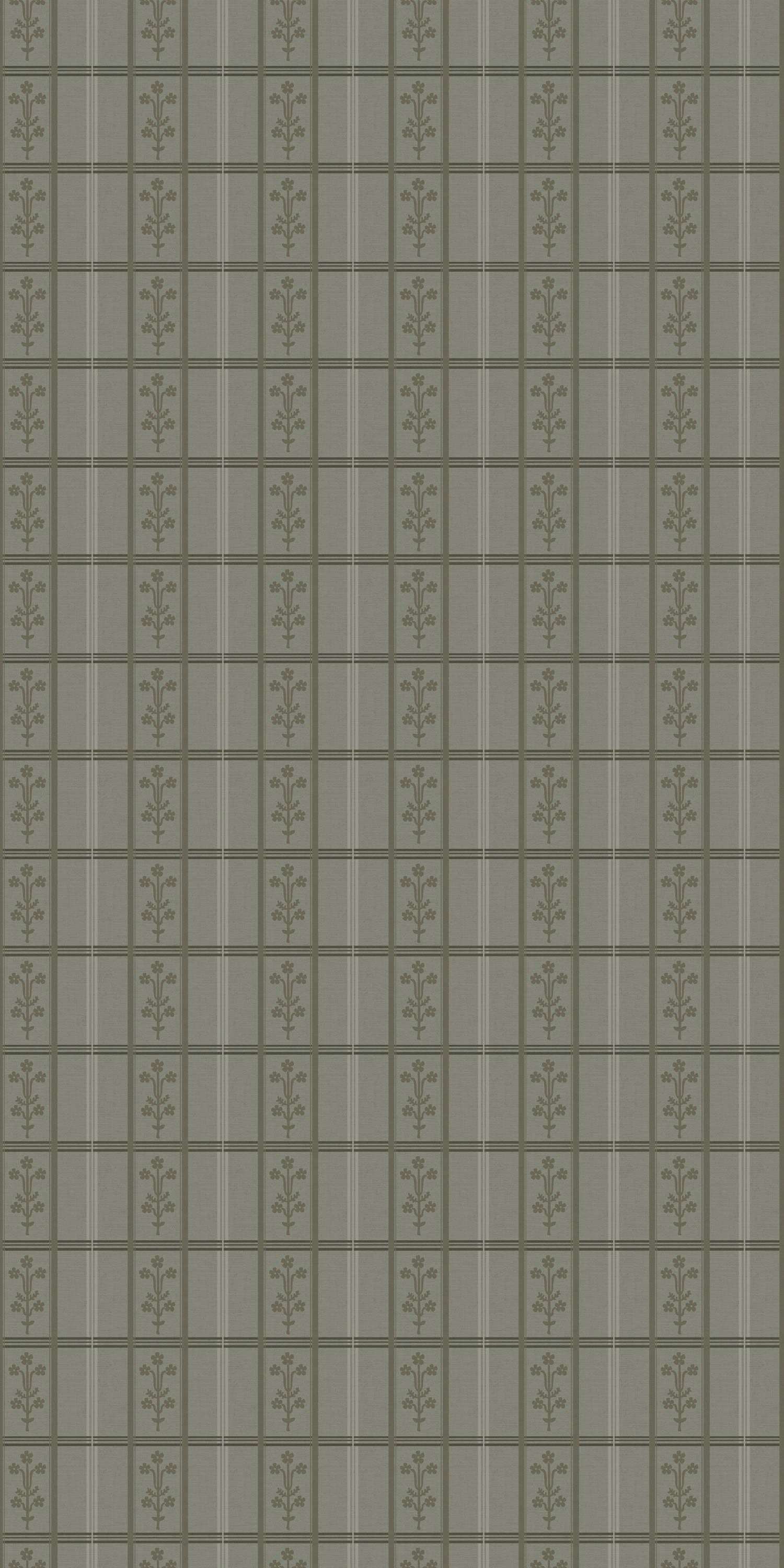 Image of Flora Plaid in Sage/Olive Wallpaper