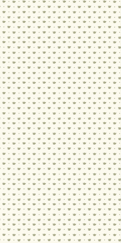 Image of Floret in Cream/Olive Wallpaper