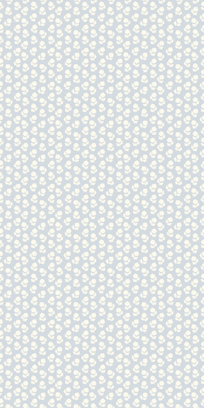 Image of Flower Stamp in Blue/Cream Wallpaper