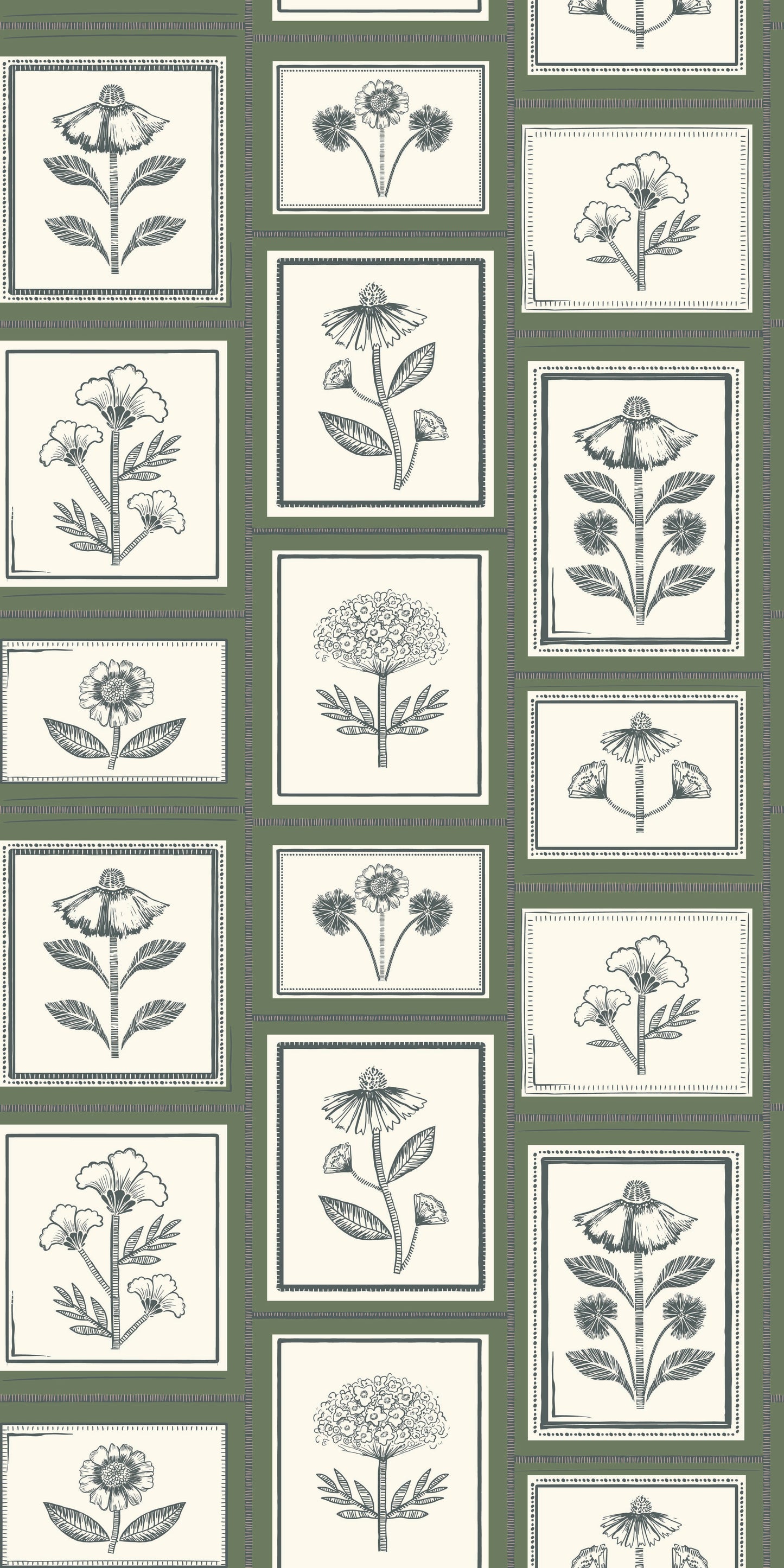 Image of Framed Flowers in Forest Wallpaper