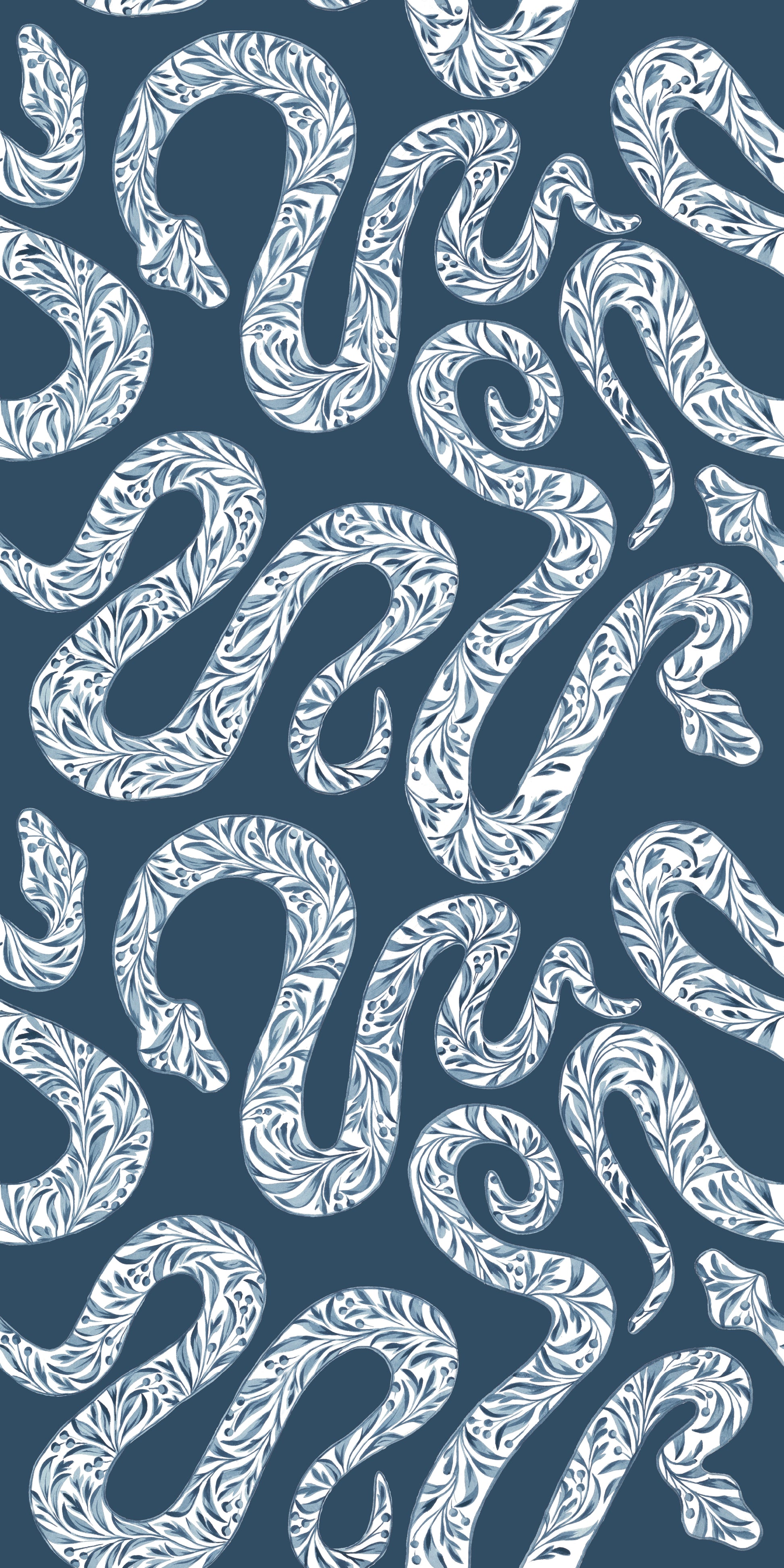 Image of Garden Snake in Dark Blue Wallpaper